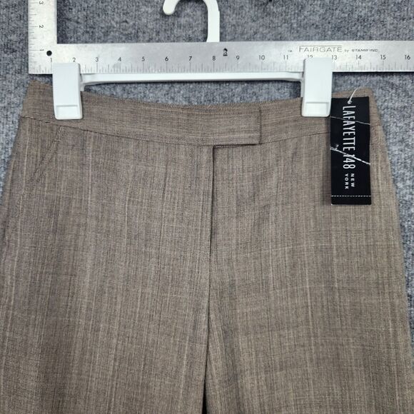 NWT LAFAYETTE 148 Brown 100% Wool Wide Leg Cropped Culottes Pants SIZE 4 - Picture 7 of 16